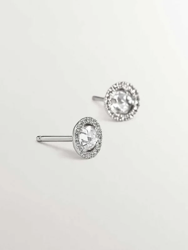 Piercings De Plata-Aristocrazy Pendientes De Plata 925 Con Topacios Blancos Y Zafiros Blancos