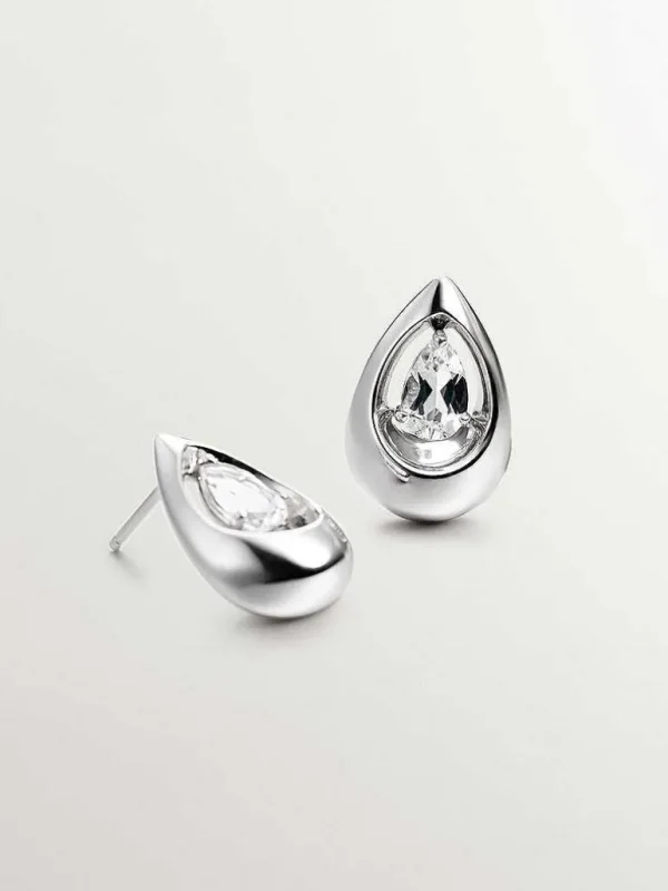 Pendientes De Plata-Aristocrazy Pendientes De Plata 925 Con Topacios Blancos