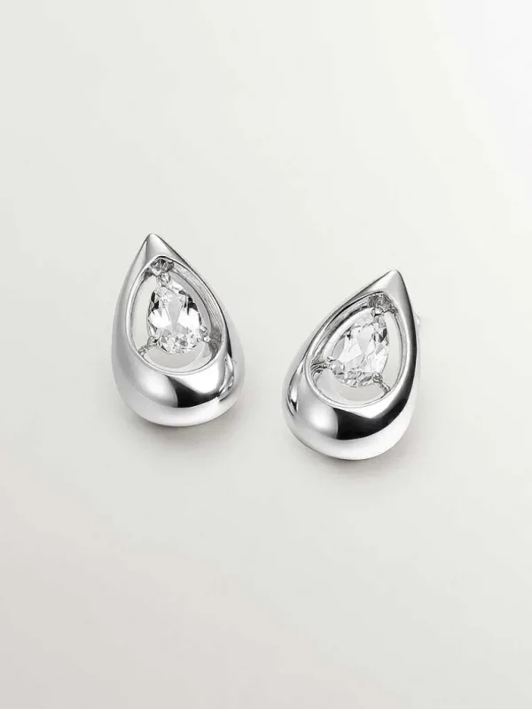 Pendientes De Plata-Aristocrazy Pendientes De Plata 925 Con Topacios Blancos