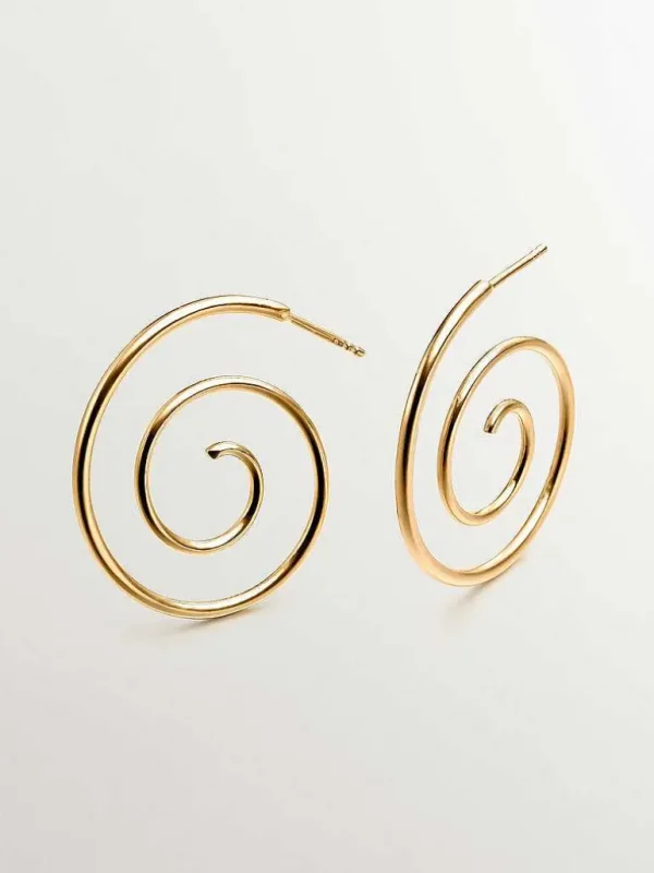 Joyas Personalizadas-Aristocrazy Pendientes En Espiral De Plata 925 Banada En Oro Amarillo De 18K