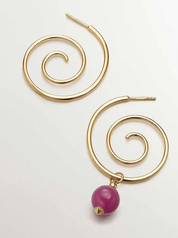 Joyas Personalizadas-Aristocrazy Pendientes En Espiral De Plata 925 Banada En Oro Amarillo De 18K