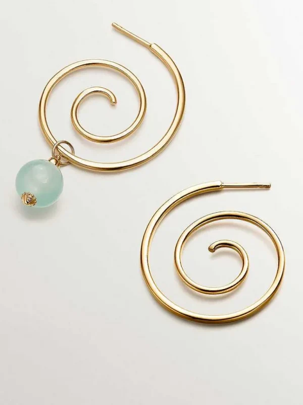 Joyas Personalizadas-Aristocrazy Pendientes En Espiral De Plata 925 Banada En Oro Amarillo De 18K