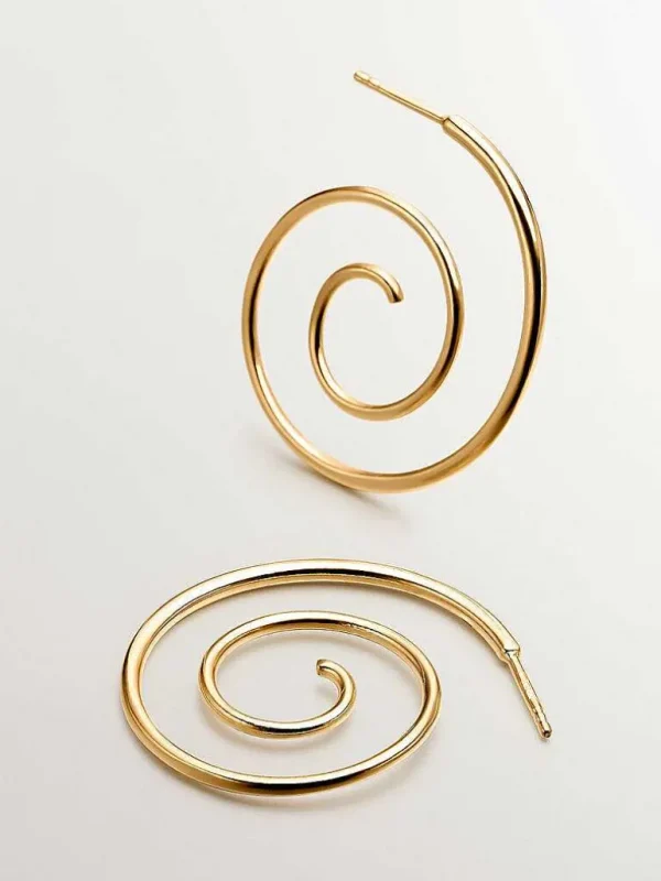 Joyas Personalizadas-Aristocrazy Pendientes En Espiral De Plata 925 Banada En Oro Amarillo De 18K