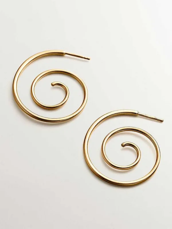 Joyas Personalizadas-Aristocrazy Pendientes En Espiral De Plata 925 Banada En Oro Amarillo De 18K