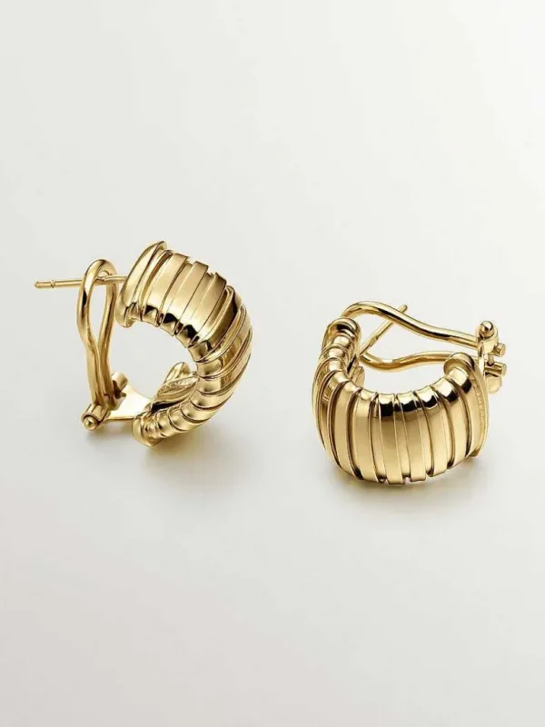 Pendientes De Plata-Aristocrazy Pendientes Tubogas De Plata 925 Banada En Oro Amarillo De 18K