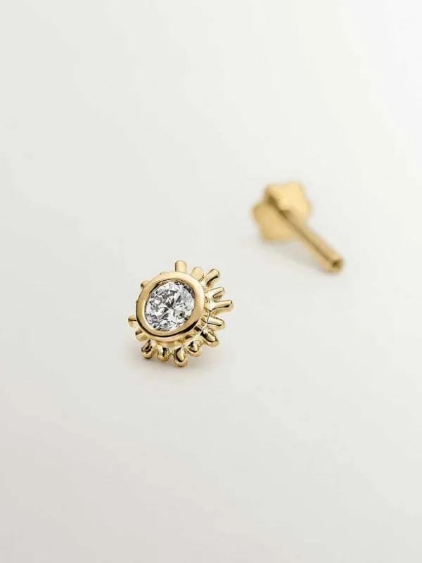 Piercings Con Diamantes-Aristocrazy Piercing Chaton De Oro Amarillo De 18K Con Diamante