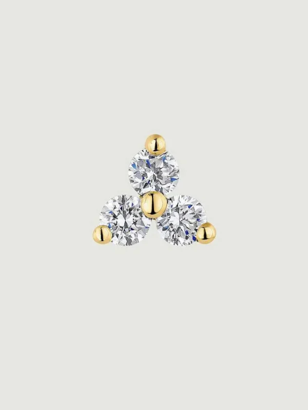 Piercings Con Diamantes-Aristocrazy Piercing De Oro Amarillo De 18K Con Trebol De Diamantes 0,06 Cts