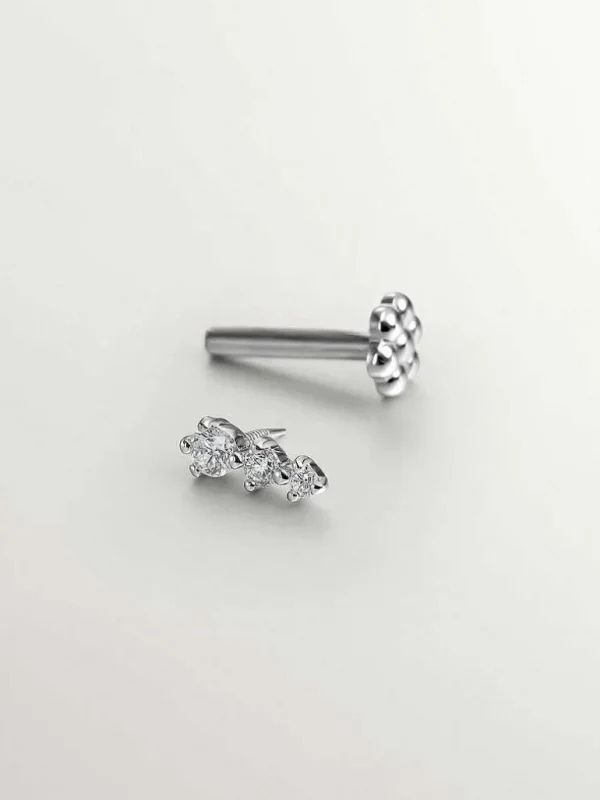 Pendientes Y Piercings Con Diamantes-Aristocrazy Piercing De Oro Blanco De 18K Con Diamantes