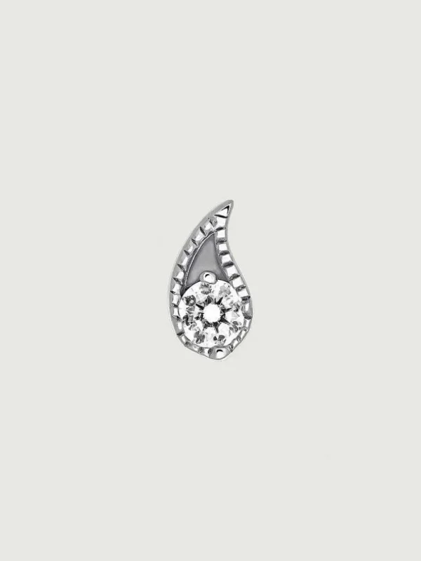 Piercings Con Diamantes-Aristocrazy Piercing De Oro Blanco De 9K Con Diamantes Y Forma De Gota