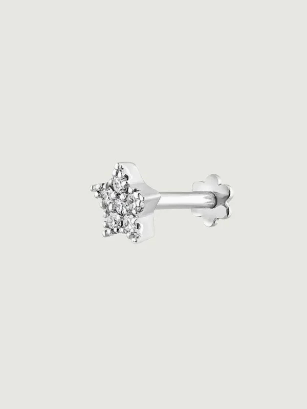 Piercings Con Diamantes-Aristocrazy Piercing De Oro Blanco De 18K Con Diamantes 0,05 Cts Y Forma De Estrella