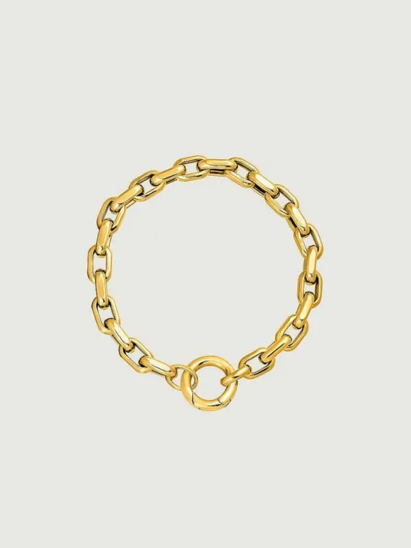 Pulseras De Plata-Aristocrazy Pulsera De Eslabones Forza De Plata 925 Banada En Oro Amarillo De 18K