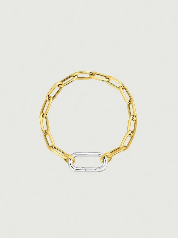 Pulseras De Plata-Aristocrazy Pulsera De Eslabones Forza Rectangulares De Plata 925 Banada En Oro Amarillo De 18K