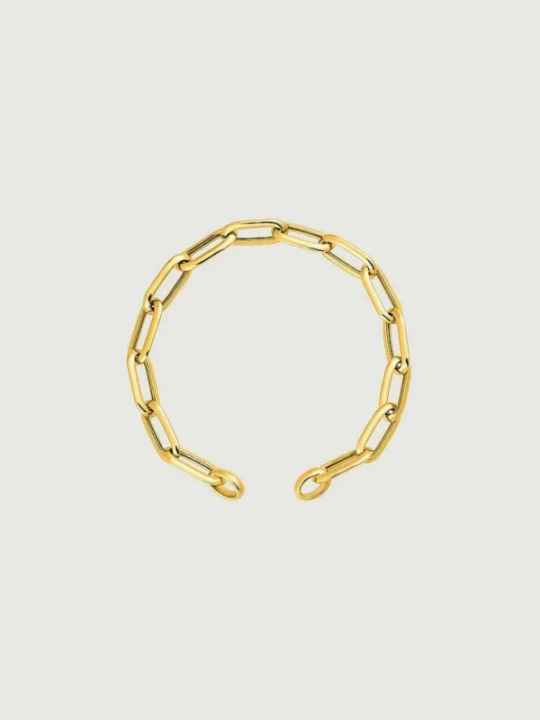 Pulseras De Plata-Aristocrazy Pulsera De Eslabones Forza Rectangulares De Plata 925 Banada En Oro Amarillo De 18K