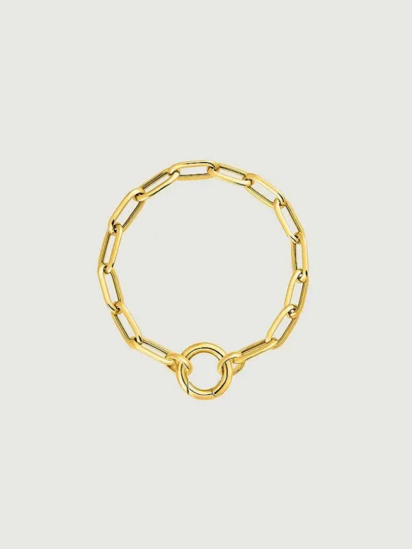 Pulseras De Plata-Aristocrazy Pulsera De Eslabones Forza Rectangulares De Plata 925 Banada En Oro Amarillo De 18K