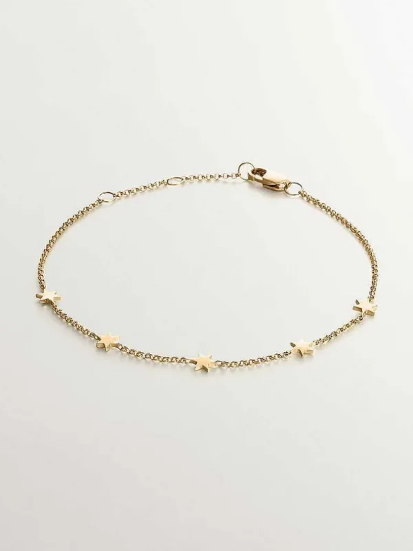 Pulseras De Oro-Aristocrazy Pulsera De Oro Amarillo De 9K Con Estrellas