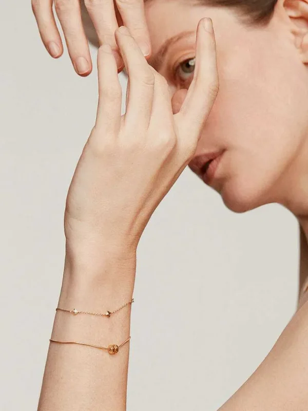 Pulseras Con Diamantes-Aristocrazy Pulsera De Oro Amarillo De 18K Con Formas Geometricas Y Diamantes