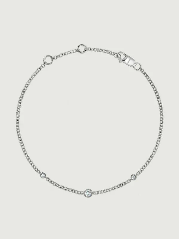 Pulseras Con Diamantes-Aristocrazy Pulsera De Oro Blanco De 9K Con Diamantes 0,097 Cts