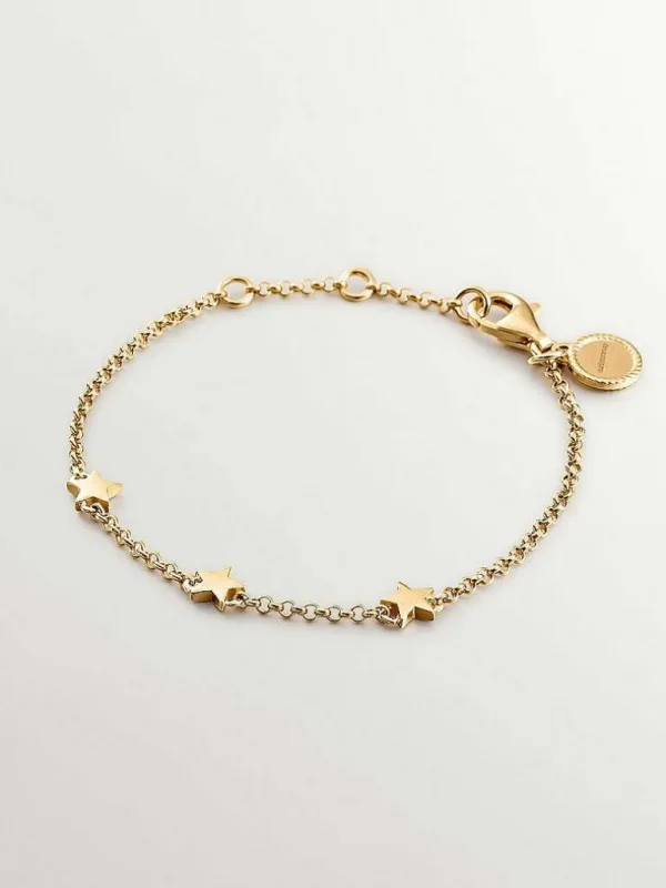 Pulseras De Plata-Aristocrazy Pulsera De Plata 925 Banada En Oro Amarillo De 18K Con Estrellas