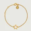 Pulseras De Plata-Aristocrazy Pulsera De Plata 925 Banada En Oro Amarillo De 18K Con Estrella