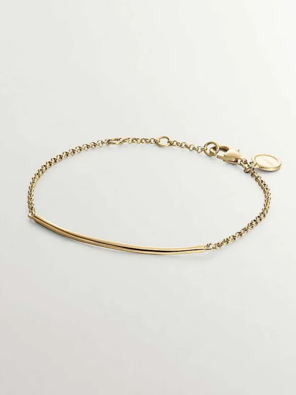 Pulseras De Plata-Aristocrazy Pulsera De Plata 925 Banada En Oro Amarillo De 18K Con Forma De Tubo