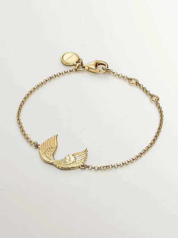 Pulseras De Plata-Aristocrazy Pulsera De Plata 925 Banada En Oro Amarillo De 18K Con Alas