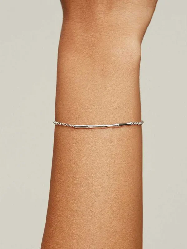 Pulseras De Plata-Aristocrazy Pulsera De Plata 925 Con Cana De Bambu