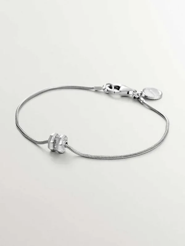 Pulseras De Plata-Aristocrazy Pulsera De Plata 925 De Eslabones Barbado Con Motivo Geometrico