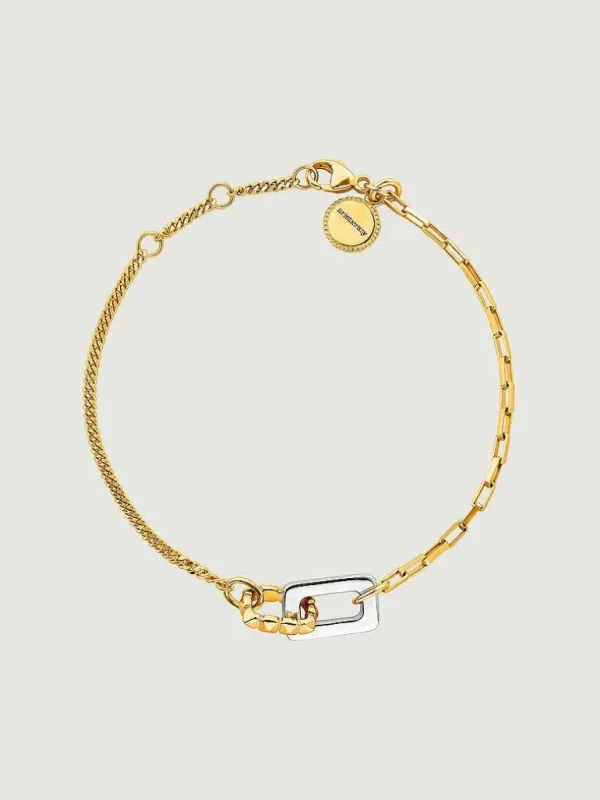 Pulseras De Plata-Aristocrazy Pulsera De Plata 925 Y Plata 925 Banada En Oro Amarillo De 18K