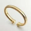 Brazaletes Y Pulseras Rígidas-Aristocrazy Pulsera Tubogas De Plata 925 Banada En Oro Amarillo De 18K