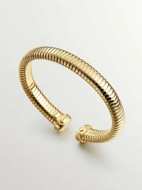 Brazaletes Y Pulseras Rígidas-Aristocrazy Pulsera Tubogas De Plata 925 Banada En Oro Amarillo De 18K